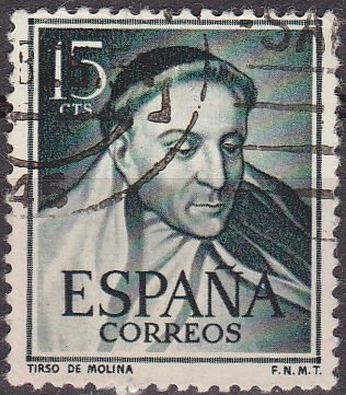 z vendido ESPAÑA 1950 1073 Sello Literatos. Tirso de Molina Usado Espana Spain Espagne Spagna Spanje Spanien Yv823 